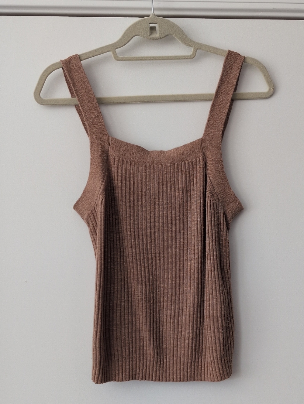 Banana Republic Ribbed Knit Linen Blend Tank Top in Tan